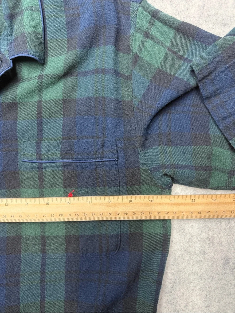 Polo Ralph Lauren Mens Pajama Top Medium Black Watch Plaid Flannel Sleepwear